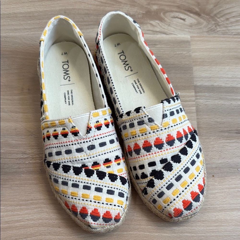 Toms Red and Yellow Flats with Playful Design